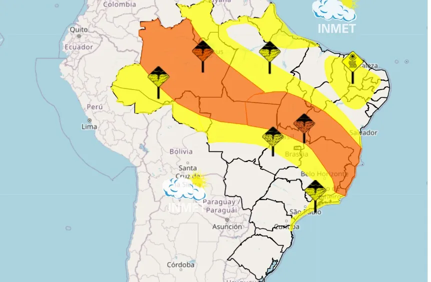 Sudoeste da Bahia e Chapada Diamantina em alerta laranja por fortes chuvas e ventos intensos