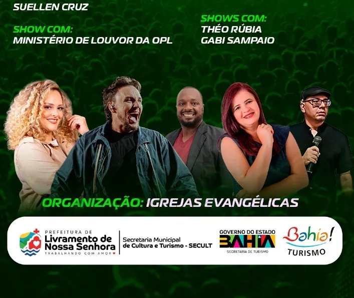 Prefeitura de Livramento de Nossa Senhora anuncia programação do Dia do Evangélico em dezembro