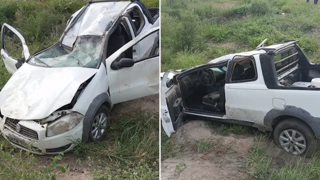 Mulher morre e homem fica ferido em capotamento na BA-131