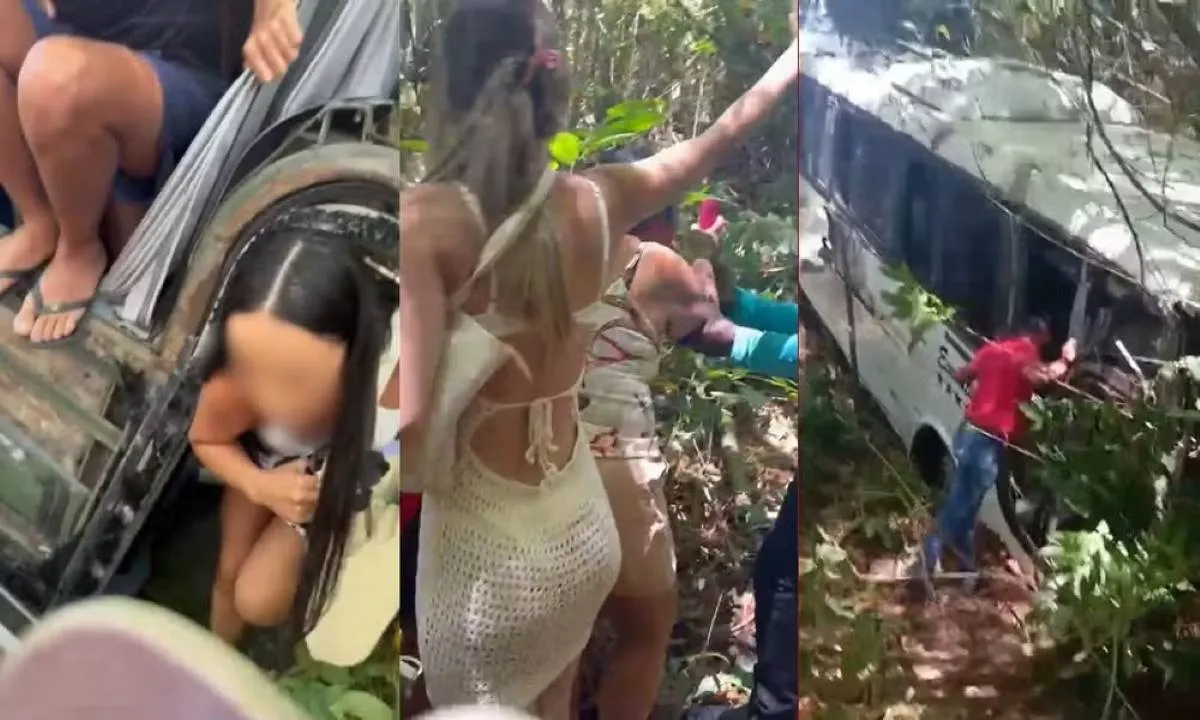 Ônibus cai em ribanceira em Trancoso e deixa cinco feridos