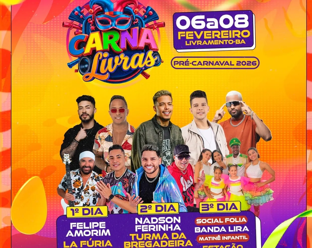 CarnaLivras 2026: três dias de música, cultura e inclusão em Livramento de Nossa Senhora