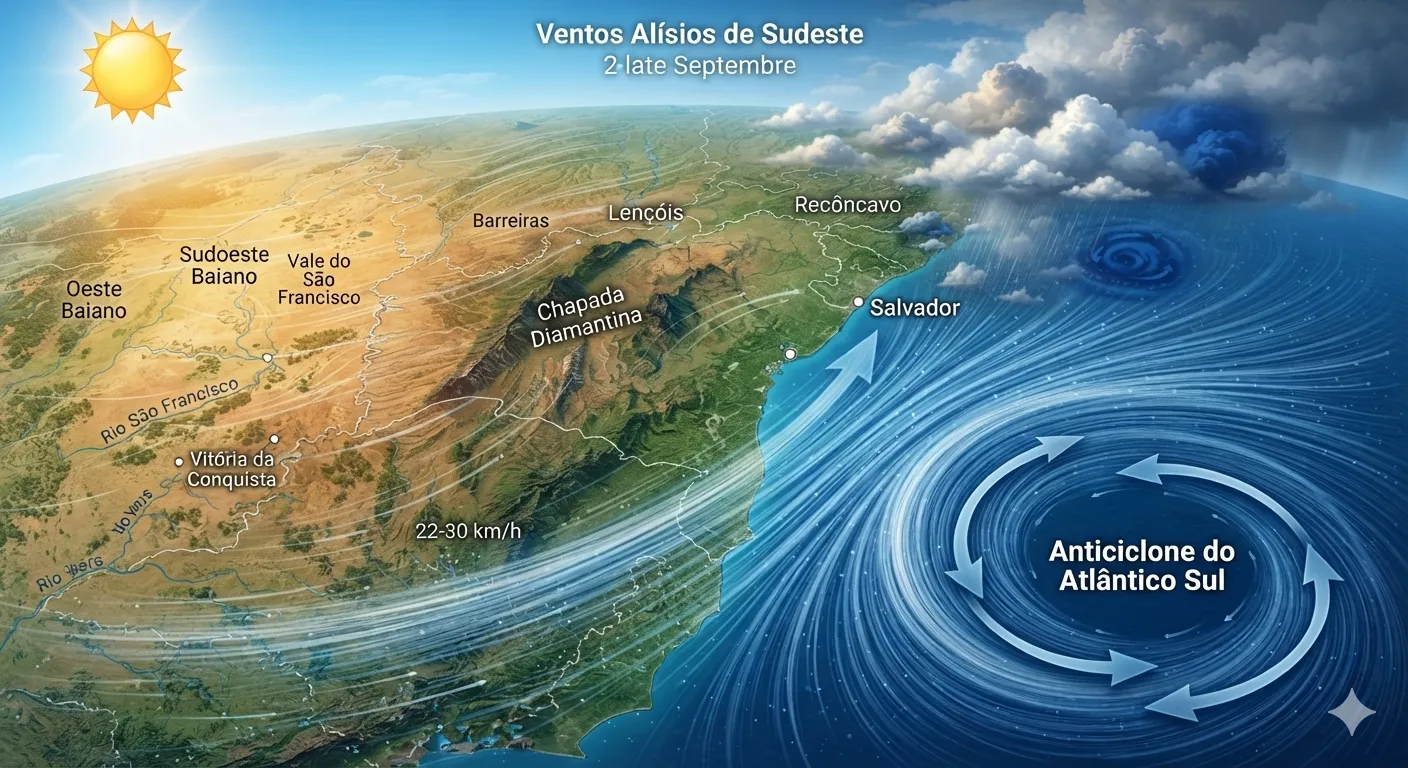 Vento oceânico constante alivia o calor no Sudoeste Baiano