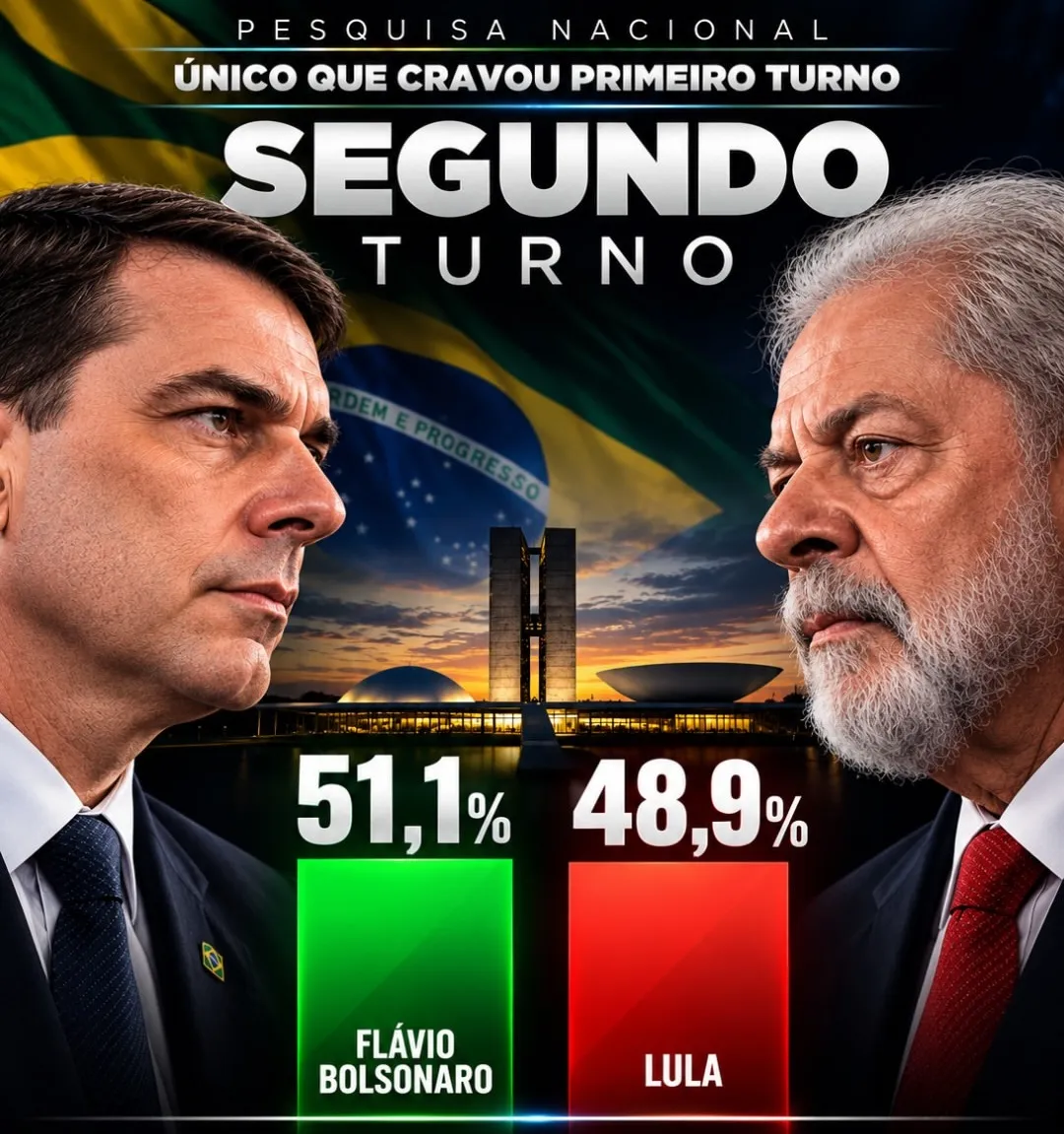 Pesquisa Veritá 2º Turno: Flávio Bolsonaro lidera com 51,1% contra 48,9% de Lula