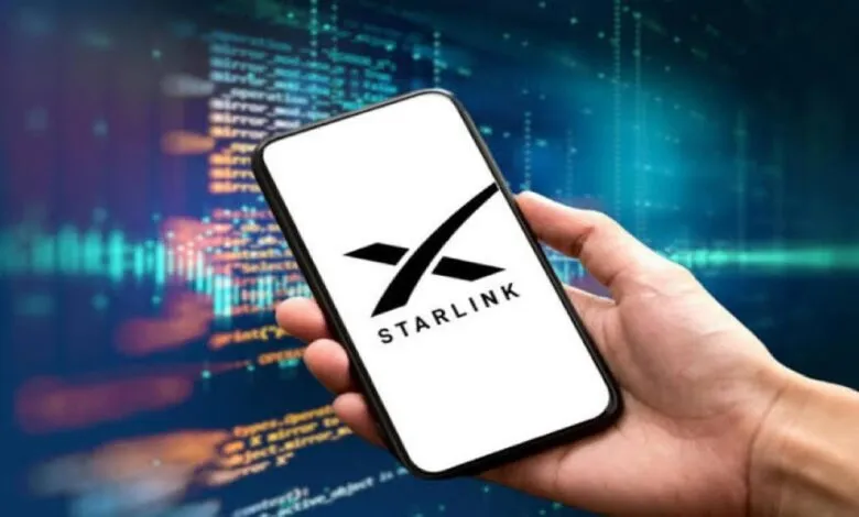 Celular conectado diretamente aos satélites da Starlink, mesmo em área remota.